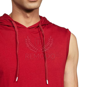 Camiseta Deportiva con Capucha 100% Fibra de Algodón, Sudadera sin Mangas para Hombre con Logotipo Personalizado Impreso para Ropa Deportiva - Product Image 5