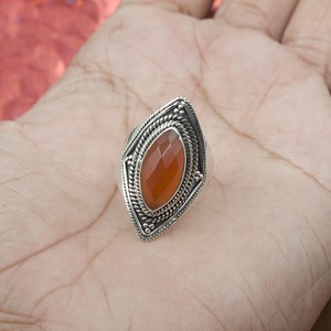 Vintage Boho Carnelian Gemstone <b>Ring</b> pure 925 Sterling <b>Silver</b> Rose Gold Yellow Gold Plated Handmade <b>Statement</b> Jewelry Women Men - Product Image 6