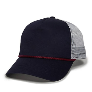 <b>Navy</b> <b>Blue</b> Mesh Trucker Hat With White Side Panels Adjustable Unisex 6-Panel Casual <b>Cap</b> Spring Summer Wear - Product Image 5