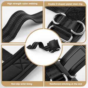 Non Slip Wrist Straps for Weightlifting Deadlifting, Gym Lifting Straps with D Rings for <b>Cable</b> Machine Workout Straps - Product Image 6