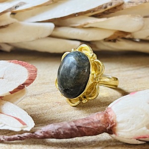 Fast Moving Labradorite <b>Rings</b> Boho Brass <b>Rings</b> Women 18k <b>Gold</b> Plated Floral Shield <b>Cocktail</b> Statement <b>Ring</b> For Wholesale/OEM/ODM - Product Image 6