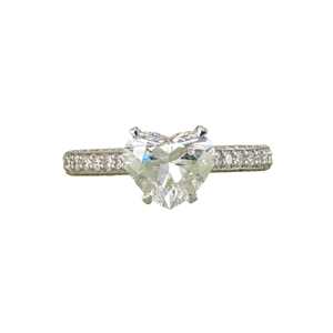 Bague de fiançailles en diamant de laboratoire taille cœur 2,00 carats, or massif 14 carats, alliance éternité pavée, clarté VS1, certificat IGI, cadeau - Product Image 1