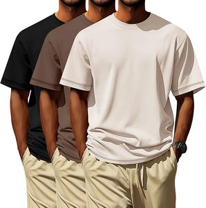 Camiseta de Algodón para Hombre, Estilo Nuevo, Manga Corta, Cuello Redondo, Color Sólido Informal, Transpirable, Ecológica, de Secado Rápido, Ajuste Holgado, para Uso Diario en Verano - Product Image 2