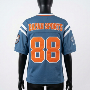 Maillot de football personnalisé pour femmes, respirant, en micro-mesh polyester, bleu poussière, orange, blanc, panneaux contrastés, maillot de football pour femmes - Product Image 6