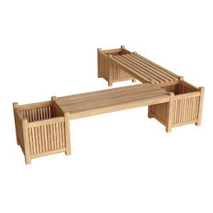 ม้านั่งไม้สักแบบโมดูลาร์สำหรับสวน พร้อมกล่องปลูกต้นไม้ในตัว - Product Image 2