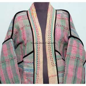 Nouvelle arrivée : veste indienne artisanale en coton patchwork multicolore, imprimé Kantha, écologique, style ethnique bohème, pour un usage décontracté - Product Image 3