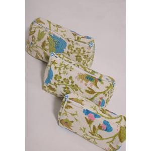 Handmade Floral Print Cotton Cosmetic <b>Bag</b> Indian Makeup Pouch Travel for Organizer Women Zipper Fashion Trend Waterproof - Product Image 5