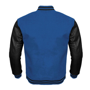 แจ็คเก็ตวิทยาลัยแบบ Letterman Varsity แขนหนังแท้ สีขาว แจ็คเก็ตบอมเบอร์ผู้ชาย เสื้อคลุมลำลอง แจ็คเก็ตโพลีเอสเตอร์สำหรับผู้ชาย - Product Image 2