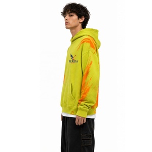 Pearia <b>Men's</b> Regular Fit 100% Cotton Fleece Hooded Winter Solid Lime Green <b>Orange</b> Casual <b>Hoodie</b> Front Logo Pocket Design Quick - Product Image 6