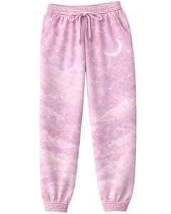 ชุดฮู้ดดี้และกางเกงจ็อกเกอร์ลายพิมพ์กาแล็กซี่สีชมพูสำหรับผู้หญิง ผ้าฝ้ายผสมโพลีเอสเตอร์เนื้อฟลีซ ลายกราฟิกดวงจันทร์ สวมใส่สบายๆ สไตล์สตรีทแวร์ เหมาะสำหรับฤดูหนาว - Product Image 2