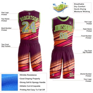 High Quality Stylish Basketball Wear Breathable Anti-Pilling Sublimation Uniform Plus Size Sets - Product Image 2