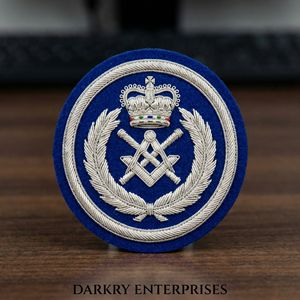 Insignia Masónica de Compás Cuadrado de Alambre de Plata Hecha a Mano, Parche para Blazer de Terciopelo Azul Real, Escudo de Logia Bordado Personalizado - Product Image 1