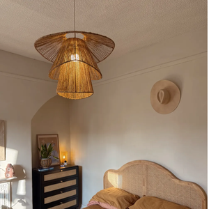 Modern Minimalist Handmade Jute Pendant Light Eco-Friendly Lightweight Hanging Chandelier for Nordic & Japandi Living Room - Product Image 3