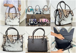 Sac fourre-tout en cuir de vachette à carreaux, design tendance, travaillé à la main, élégant, floral, pour femme, à porter à l'épaule ou en bandoulière, pour un usage quotidien - Product Image 3