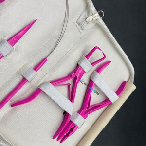 Hot Pink Hair Extension Tools Kit 2 Hole <b>Plier</b> Sustainable Stainless Steel Bead Opener <b>Plier</b> with <b>Small</b> Clips ,Scissor and Loop - Product Image 5