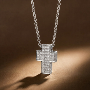 Impresionante Collar con Cruz de Diamantes Reales, Oro Blanco de 18K, Colgante Deslizante con Pavé Completo, Diamantes Extraídos de la Tierra, Alta Claridad, Hecho a Medida, OEM ODM - Product Image 2