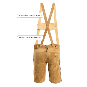 Pantalones cortos de cuero con bordados completos, de la más alta demanda en Europa, para hombre, ropa tradicional alemana, unisex. - Product Image 3