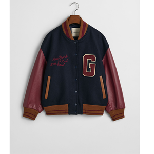 Vente directe d'usine, veste varsity pour filles 100% laine sur mesure de haute qualité, laine + manches en cuir, veste de baseball vintage, veste letterman - Product Image 4