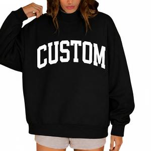 Sweat-shirt en molleton à col montant pour femme, manches longues, respirant, écologique, mélange polyester/coton, logo personnalisé - Product Image 2