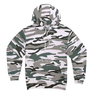 Sweat à capuche gris camouflage en molleton de coton doux, coupe décontractée, style streetwear, avec poche kangourou - Product Image 4