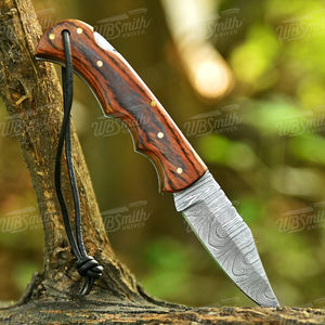 Cuchillo Plegable de Cobre Damasco Hecho a Mano con Mango de Madera de Palisandro, Cuchillo de Bolsillo para Camping, Personalizado para OEM - Product Image 4