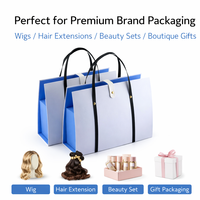 Boîte d'emballage rigide pliable haut de gamme avec logo personnalisé, poignée et doublure en satin pour perruques, extensions de cheveux, crèmes pour le visage et emballages cadeaux