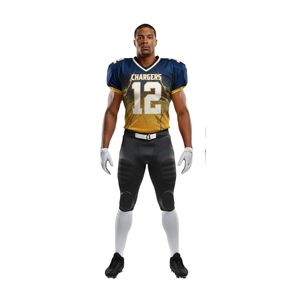 Uniformes de football américain à panneaux bleu marine et or, les plus vendus, respirants, en poly-spandex, flexibles, pour l'entraînement des clubs - Product Image 2