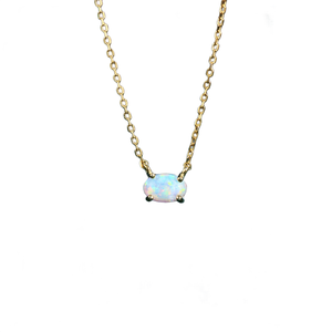 Collar con Colgante de Cadena Chapada en Oro Minimalista con Piedra de Ópalo para Mujer, Uso Diario, Suministro Directo de Fábrica - Product Image 4