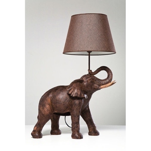 Modern Luxury <b>Elephant</b> Sculpture <b>Table</b> <b>Lamp</b> Grey Linen Shade Safari Art Deco Bedside Living Room Home Decor Light - Product Image 5