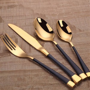 Juego de cubiertos de lujo de acero inoxidable con espejo plateado de último diseño para uso en hoteles y fiestas con mango recubierto Apto para lavavajillas - Product Image 2