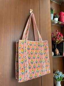 Bolsa de Mano de Algodón con Estampado Artesanal Vintage de la India, con Cierre de Cremallera, para Mujer, para Compras, Regalo de Cumpleaños, Primavera, Verano, Invierno - Product Image 3