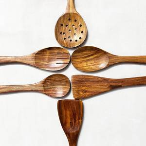 Juego de Cucharas de Madera de Teca Hechas a Mano – Utensilios de Cocina de 6 Piezas - Product Image 2