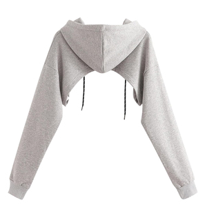 Sudadera con capucha de manga larga para mujer, talla grande, tejida, con cuello tipo hoodie, personalizable con logo, de alta calidad, para gimnasio. - Product Image 5