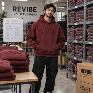 Sudadera con Capucha Extra Grande Color Borgoña Lavado, Personalizada, con Bordado Amplio en Serigrafía, Ropa Urbana para Hombre, Fabricante de Sudaderas con Etiqueta Privada OEM - Product Image 6
