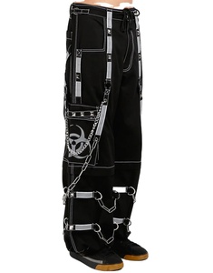 Baggy unisexe gothique pantalon bretelles croisées coupe ample fermeture éclair et chaîne détails personnalisé réflecteur pantalon hommes femmes gothique pantalon pantalon - Product Image 6
