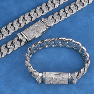 Collier ras du cou géométrique pour homme en argent 925 plaqué or rose avec moissanite taille baguette, chaîne à maillons 20 mm, bijoux hip-hop pour tous les jours - Product Image 3