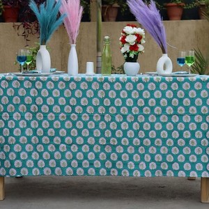Custom Floral Colorful Hand Block Print <b>Table</b> <b>Cover</b> Woven Cotton <b>Table</b> Cloth for Wedding Decoration Colorful Wedding <b>Table</b> - Product Image 5