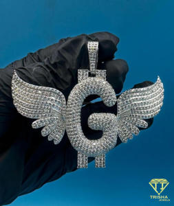 Winged "G " Letter Pendant <b>Iced</b> <b>Out</b> Hip Hop Necklace Bling <b>Chain</b> Gold Tone Fashion Jewelry Gift For Men Women - Product Image 1