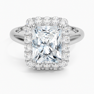 Anillo BOJ 0111 con Corte Radiante, Plata 925, Flor de Loto, Engaste de Puntas, Anillo Solitario con Diamante de 2ct, Color D, VVS1, Moissanita, Certificado GRA - Product Image 1
