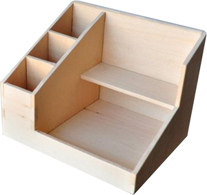 <b>Small</b> Wooden Double Pine Desktop Organizer Durable Natural Wood <b>Storage</b> Perfect For Office Supplies Jewelry Wooden <b>Box</b> - Product Image 3