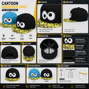 หมวกแก๊ปปักลายการ์ตูนฮิปฮอป 3 มิติ แบบ Snapback ผ้าแคนวาส หมวกเบสบอล สไตล์สปริง ซัมเมอร์ แฟชั่นสำหรับผู้ชายและผู้หญิง - Product Image 6