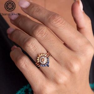 Charm_Jewells Women's Rose <b>Gold</b> Plated Moissanite <b>Cocktail</b> <b>Ring</b> Flower Design Prong Setting Classic Engagement IGI Certified - Product Image 3