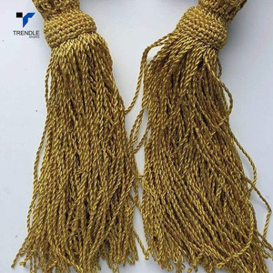 Cinta de hombro dorada con rayas granate y borlas, estilo uniforme de poliéster, accesorio para recreación histórica - Product Image 6