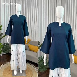 Kurta de rayón de alta calidad con mangas largas y bordado, cintura elástica, colección Farshi Salwar, exportador indio. - Product Image 6