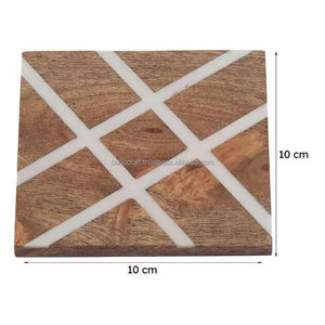Ensemble de sous-verres carrés modernes en résine et bois, motif géométrique, antidérapants, écologiques, napperons de luxe pour la décoration de table à café et à manger - Product Image 6