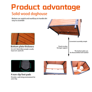 Cuccia per Cani di Taglia Grande in Legno Impermeabile da 46 Pollici, Colori Oro Rosso Nero, per Interni ed Esterni, con Piedini Rialzati per l'Inverno - Product Image 3