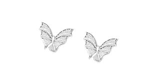 Pendientes de mariposa de oro rosa con diamantes, corte brillante redondo, diamantes cultivados en laboratorio, estilo lindo para uso diario de mujer - Product Image 2