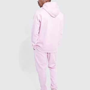 Chándal 2 en 1 con Capucha Rosa para Hombre, Color Sólido, Algodón, Casual, Manga Larga, Peso Medio, Ropa de Invierno, Corte Regular, Bolsillos Laterales - Product Image 2