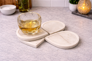 White <b>Marble</b> <b>Coaster</b> Set Handmade Natural Stone Drink <b>Coasters</b> Luxury Table Decor Export Quality - Product Image 4