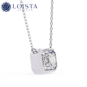 Collier pendentif solitaire en argent sterling 925 avec diamant de laboratoire taille émeraude certifié IGI pour femme - Product Image 3